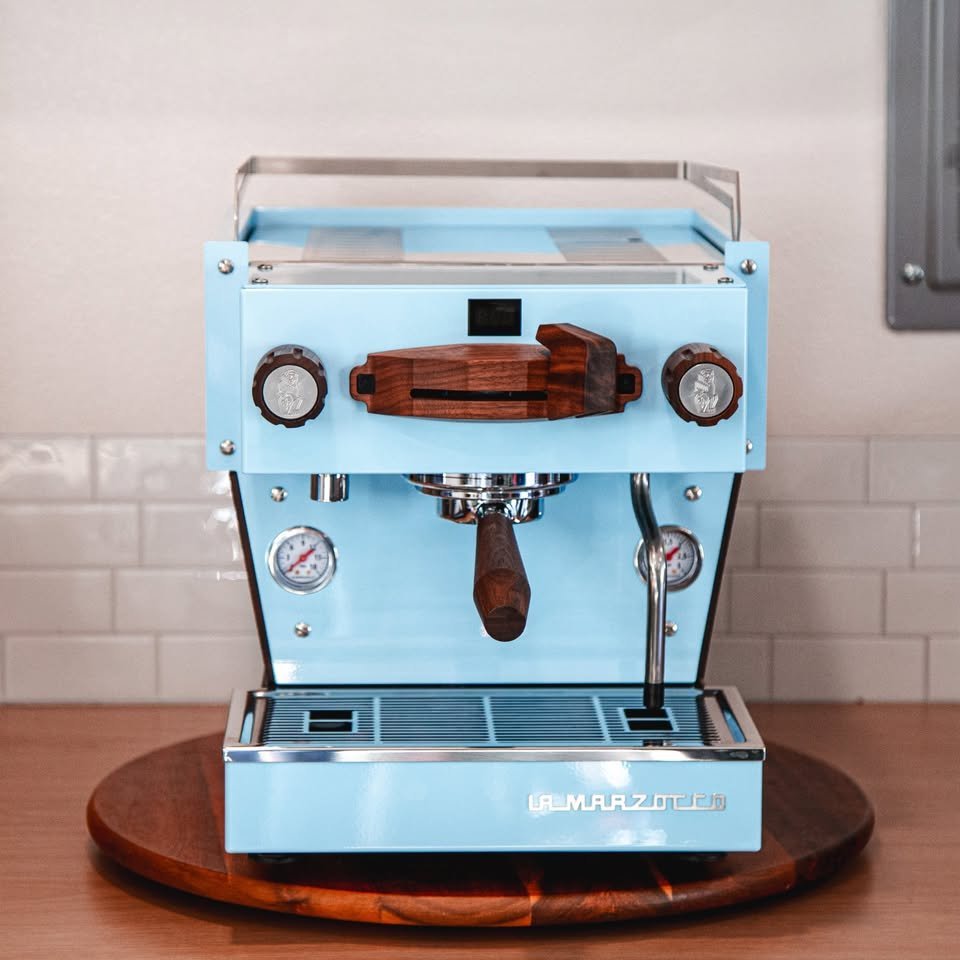2026 Custom La Marzocco Linea Mini R - Light Blue with Walnut Accents - Image 2