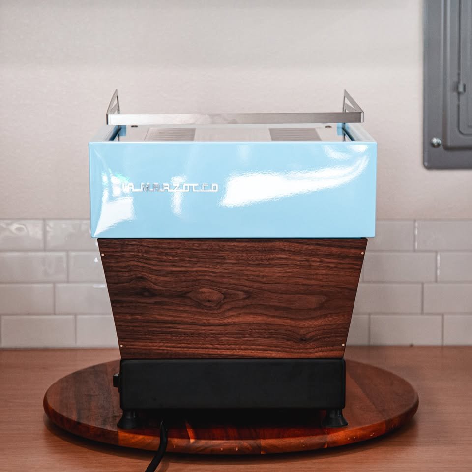 2026 Custom La Marzocco Linea Mini R - Light Blue with Walnut Accents - Image 3