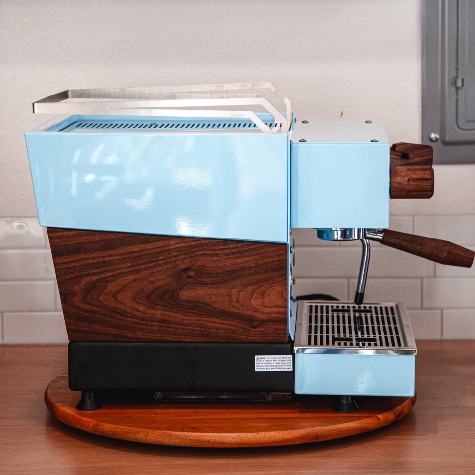 2026 Custom La Marzocco Linea Mini R - Light Blue with Walnut Accents - Image 4
